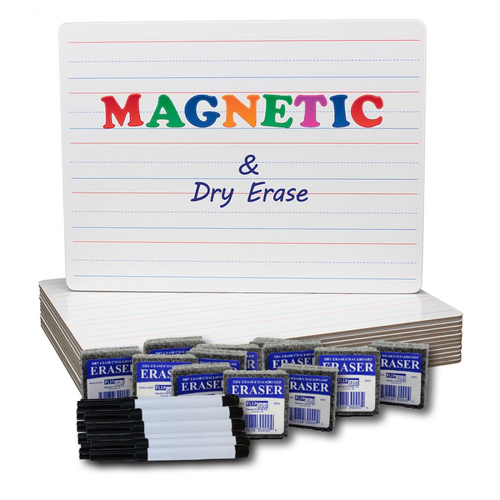 12ct Ruled/Plain 9" x 12" Dry Erase Board Classroom Pack